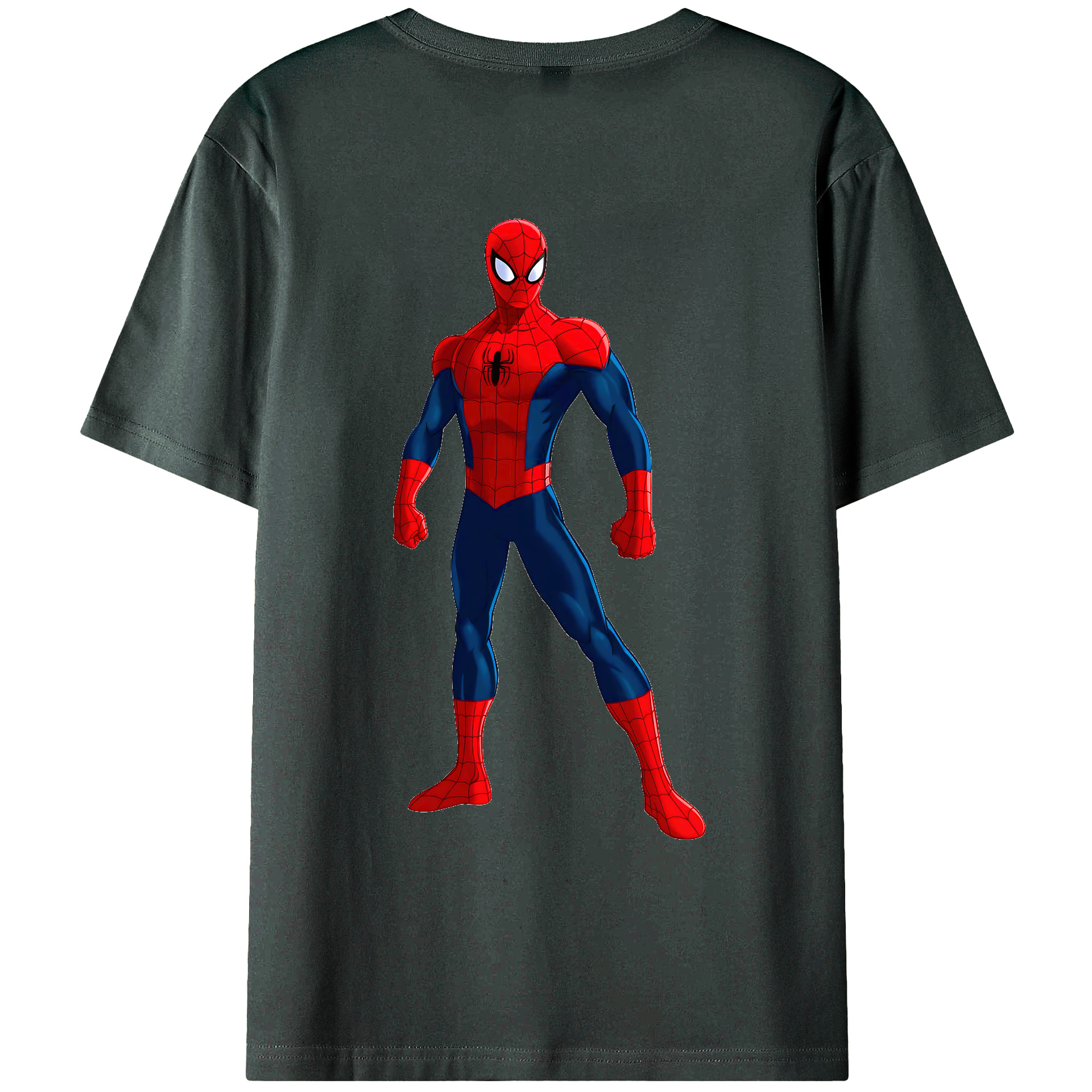 （画像用） Spider Man スパイダーマン 綿100％ メンズ半袖Tシャツ（バックプリント） 通気性